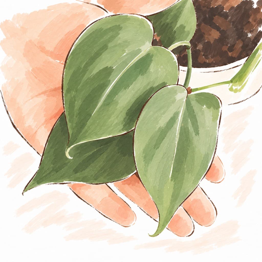 Open hand holding heart-shaped leaves